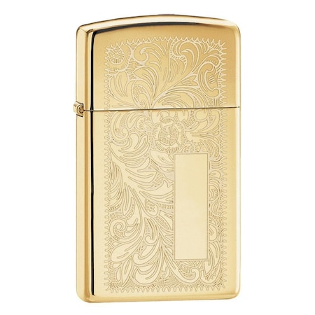 Zippo Venetian Slim High Polish Brass Pocket Lighter 1652B
